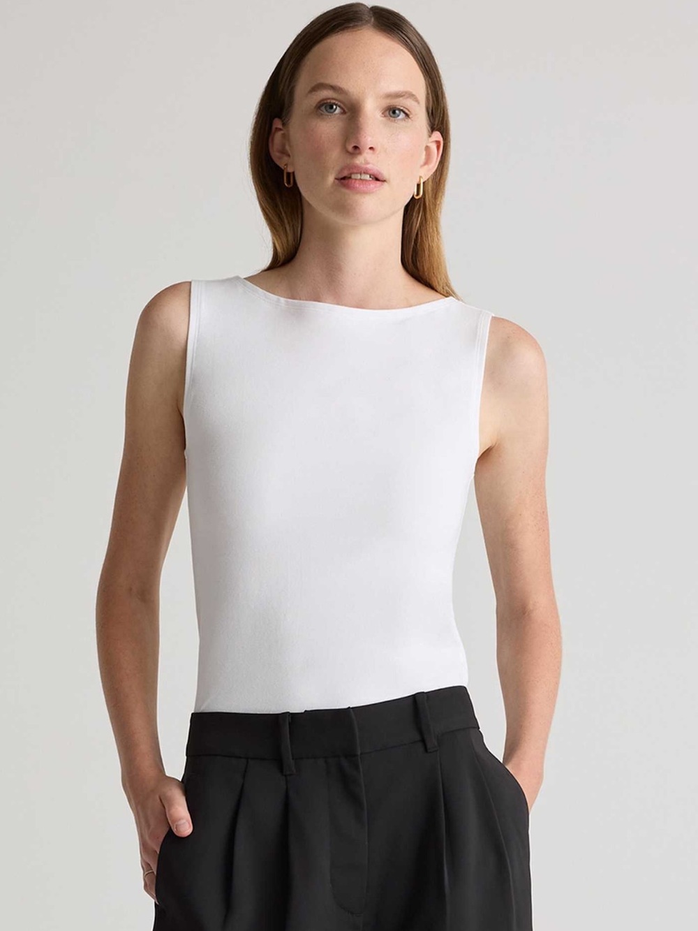 Quince Organic Cotton Jersey Boatneck Tee White New